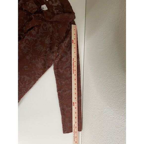 Chico's Size 1 S Burnout Cardigan Rich Mahogany Knit Ruffle Open Front NEW $109 - Picture 11 of 12